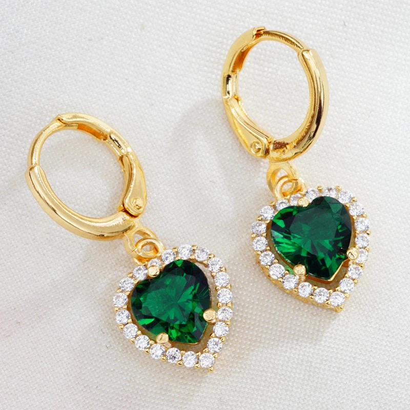 Маленькие серьги капли с кубическим цирконием в форме сердца для женщин и