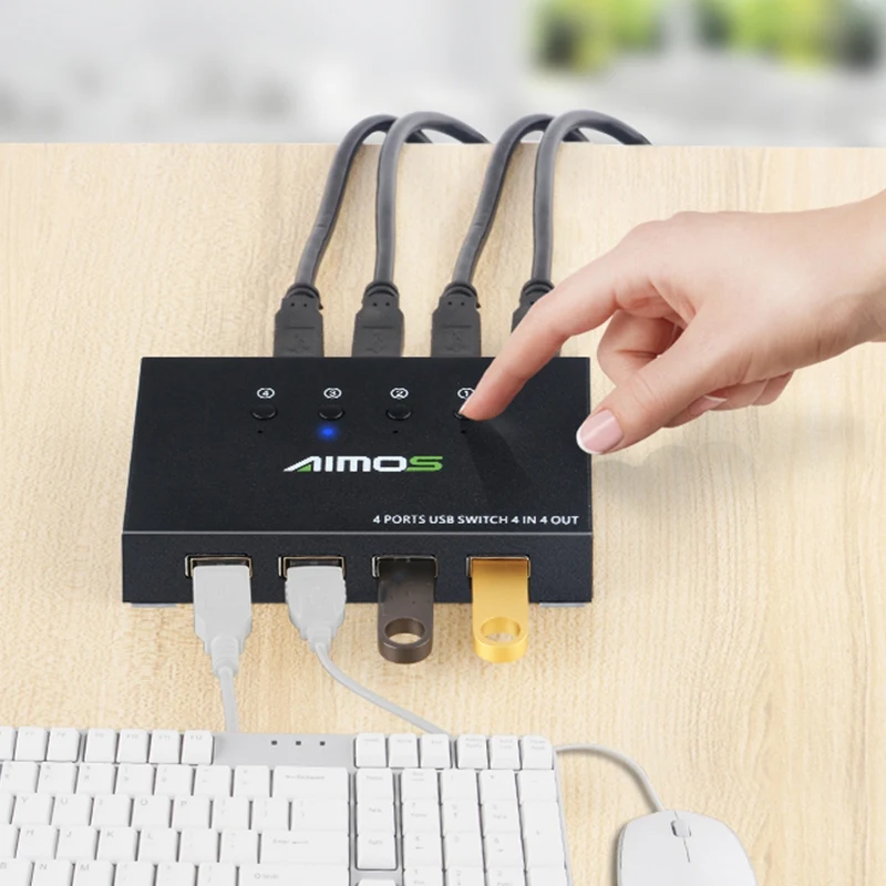 USB 2 0 переключатель KVM разветвитель коробка для 4 ПК совместное использование