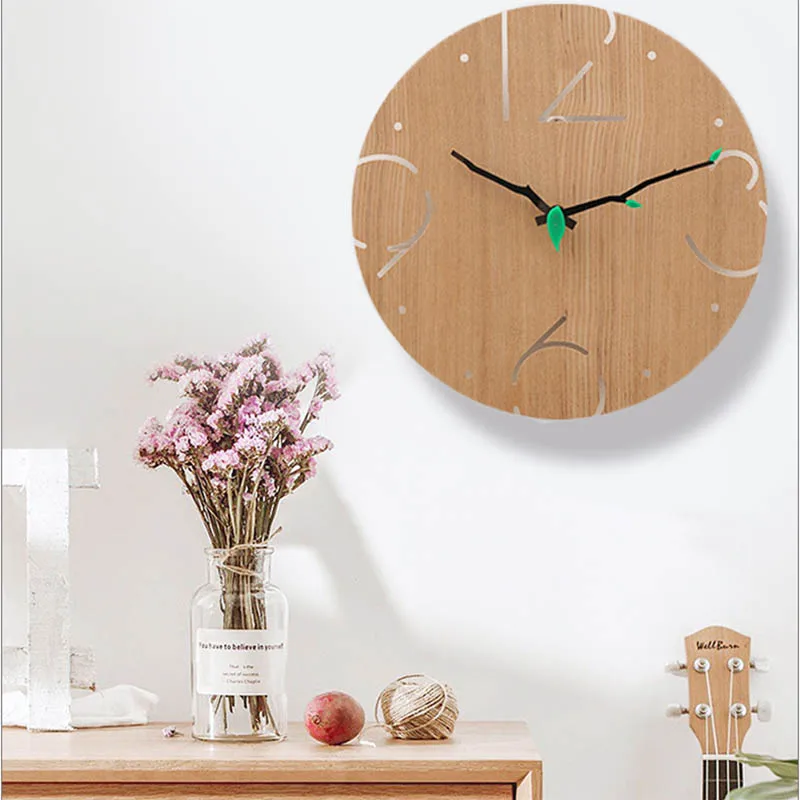 

Простые и креативные деревянные настенные часы в скандинавском минималистическом стиле, украшение для гостиной, современное искусство, на...