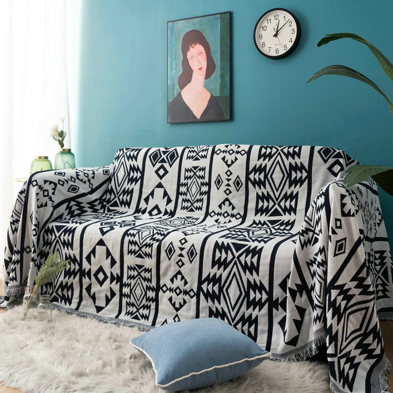 

Europe Style Sofa Throw Blanket Cotton Knitted Throw Blankets For Sofa Bed King Size Geometry Sofa Cover Nap Blanket Home Decor