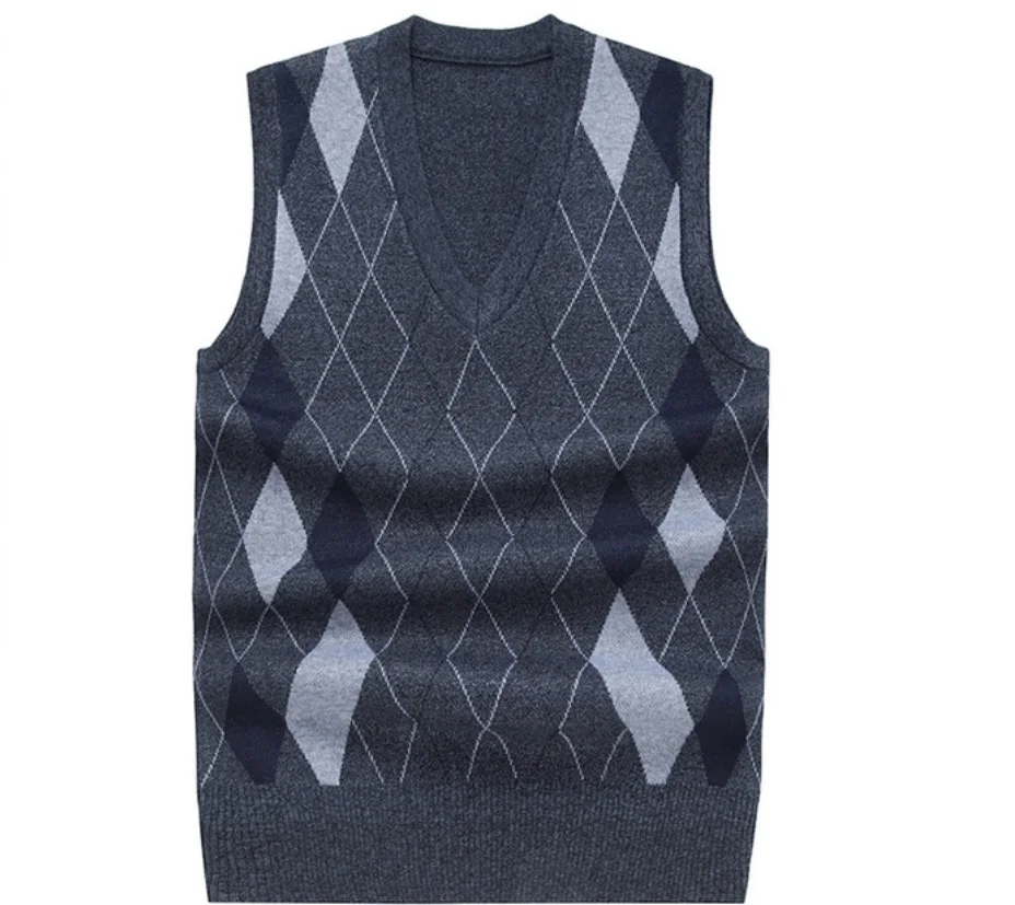 

Plus sizes warm sweaters vest men sleeveless v neck jumper pullovers mens casual wool jacquard sweater coat fall winter 2019