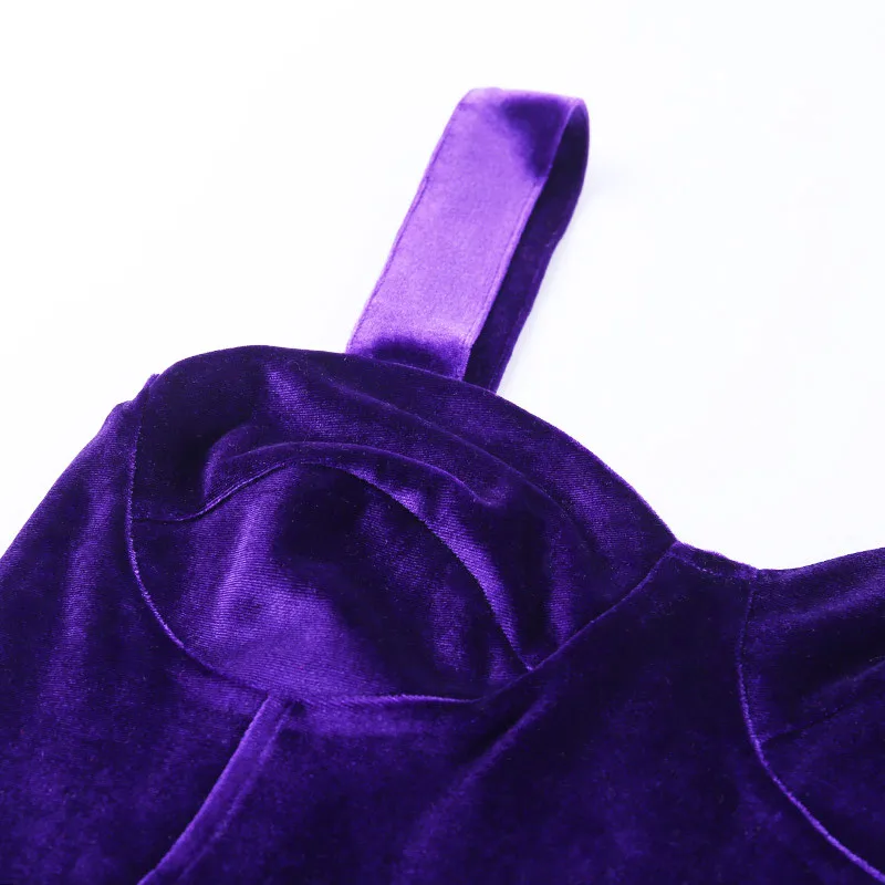 Женское бархатное платье из микрофибры Фиолетовое Платье макси с разрезом на