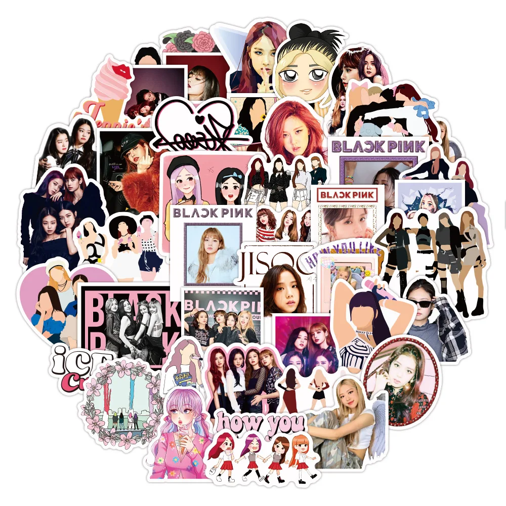 Pegatinas de grupo de chicas Kpop coreano Star, pegatinas para ordenador port&aacute;til, coche, guitarra, equipaje, monopat&iacute;n, pegatina de Graffiti impermeable, juguete para ni&ntilde;os, 10/30/50 Uds.-2