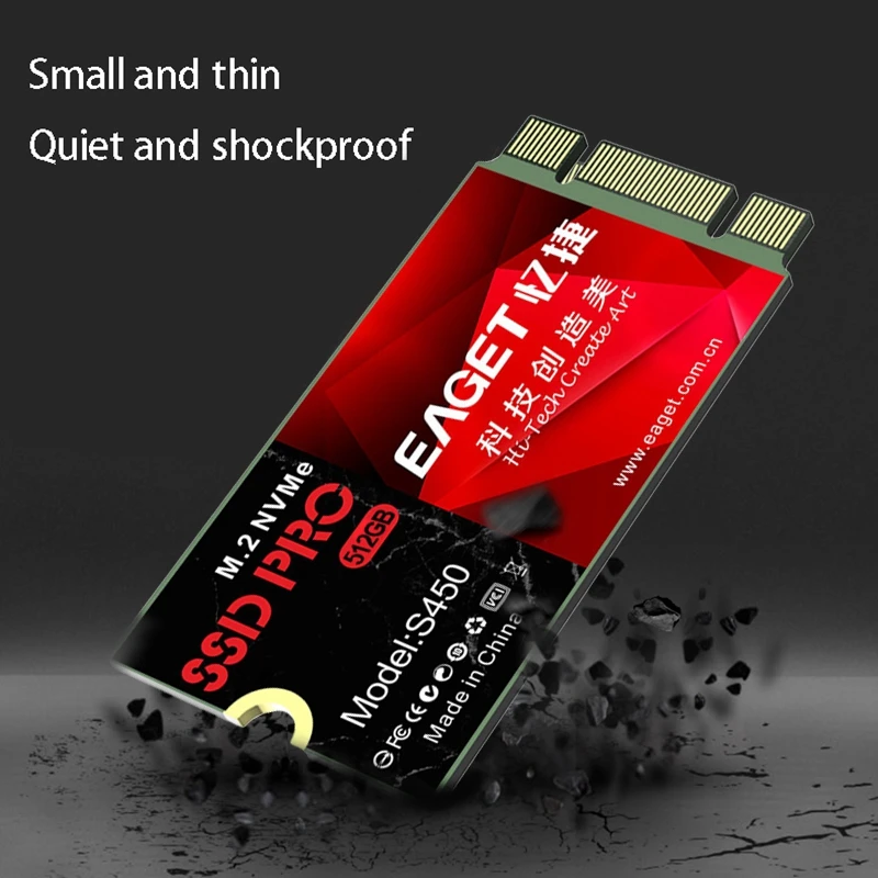 

EAGET S450 Solid State Drive, 512G SSD M.2 2242 PCIE-NVME 2 Channel Dual Interface Notebook Solid State Drive