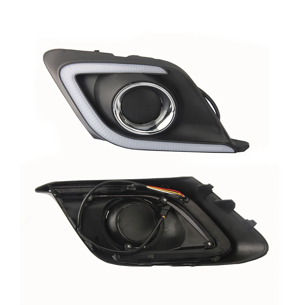 Car Flashing 2Pcs DRL For Mazda 3 Mazda3 Axela 2014 2015 2016 LED Daytime Running Lights Daylight Fog light cover | Автомобили и