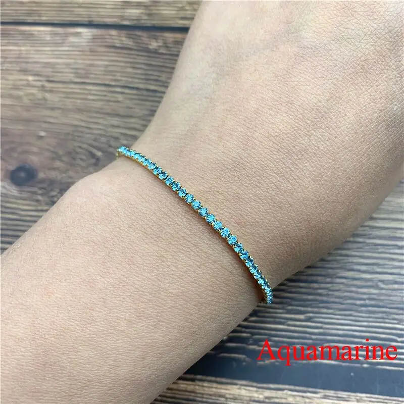 Aquamarine 1 шт Стразы Браслеты Изящные сложенные Браслеты эластичные браслеты для женщин браслеты - Окраска металла: Aquamarine