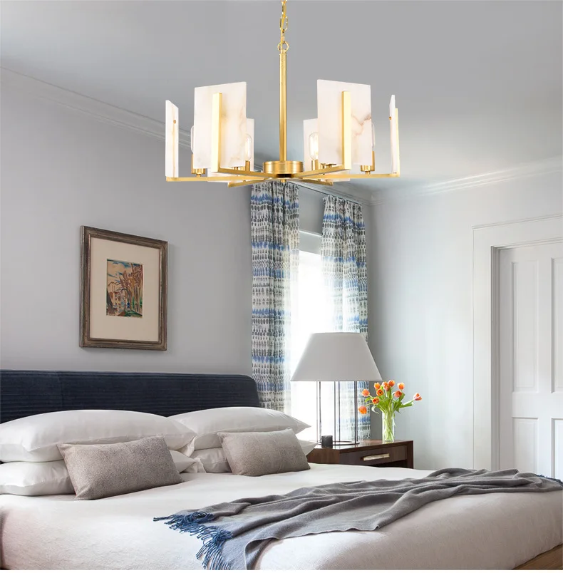

All copper post-modern marble simple and creative LED luxury living room restaurant model room hotel designer lamps