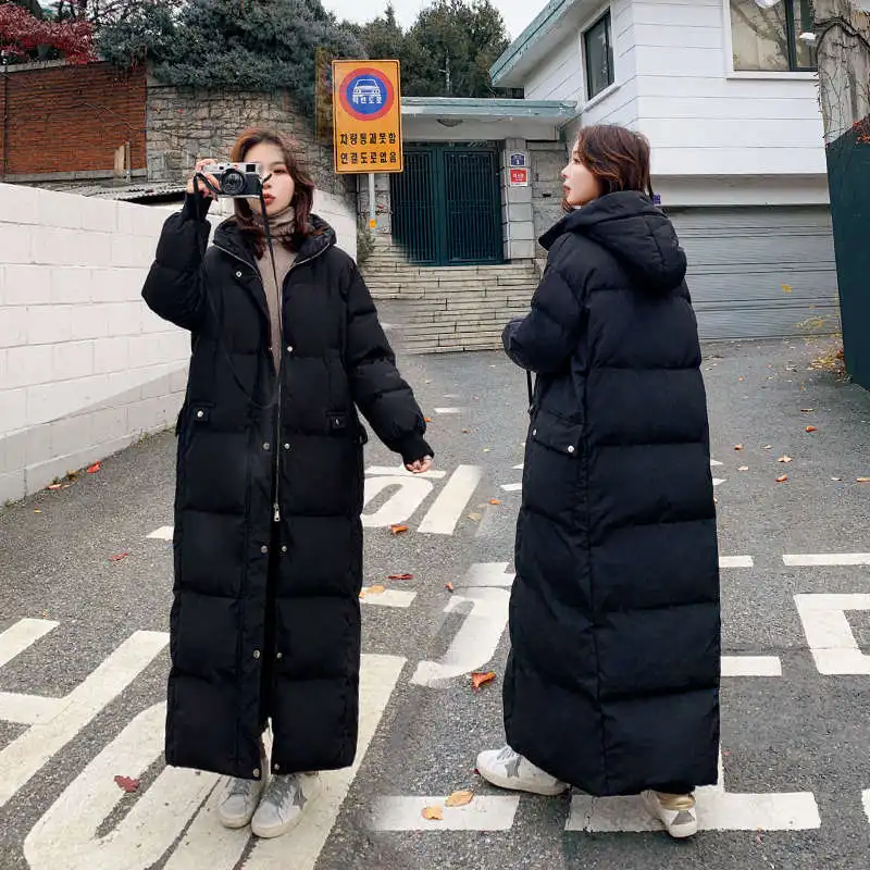 Супер длинные зимние парки пуховик с хлопковой подкладкой Женская куртка