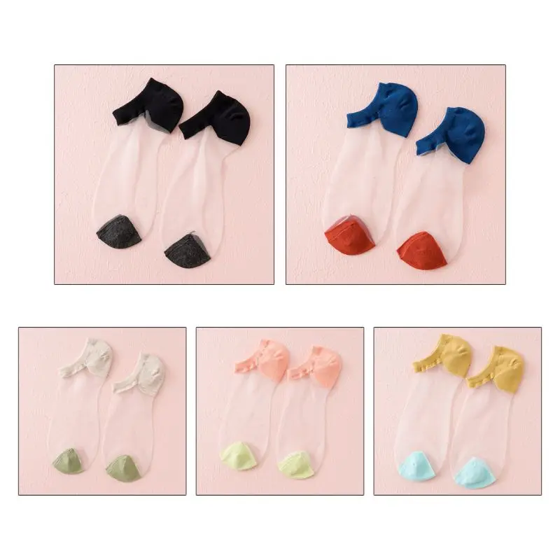 Женская прозрачная стекловолокнистая Лодка Носки ярких цветов Нескользящие