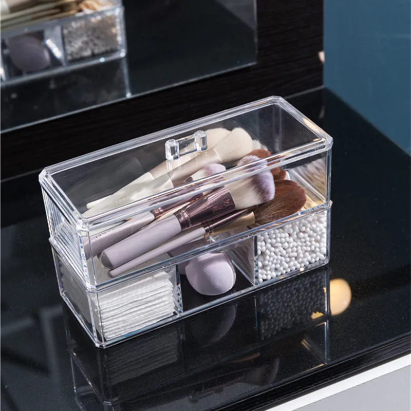 

Stackable Jewelry and Cosmetic Storage Box, Desk Organizer with Lid