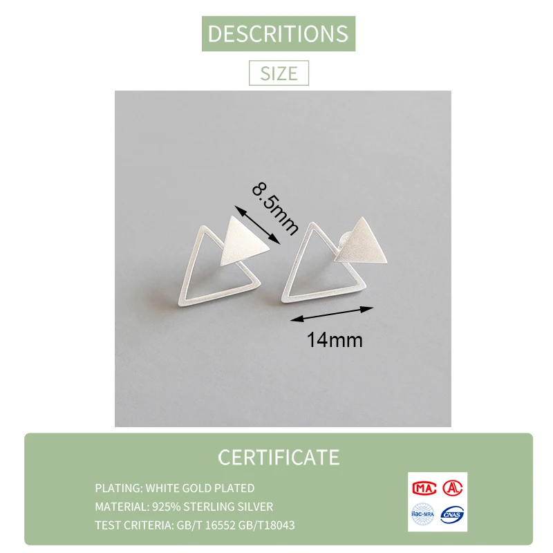 VIVILADY Triangle Geometric 925 Sterling Silver Women Stud Earrings Hollow Chic Piercing Delicate Girl Jewelry Brincos | Украшения и