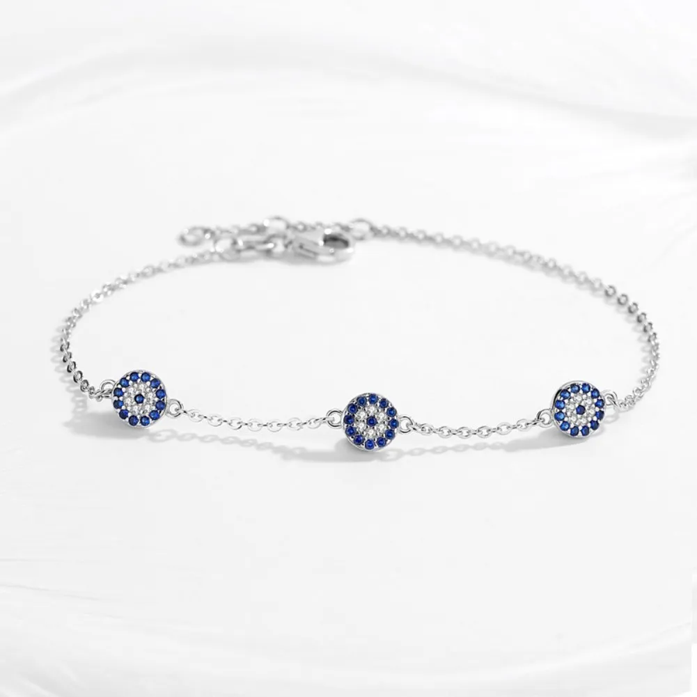 

YAONUAN S925 Sterling Silver Bracelet Devil's Eye Platinum Rose Gold Adjustable Chain Length Trendy Female Fine Jewelry Gift