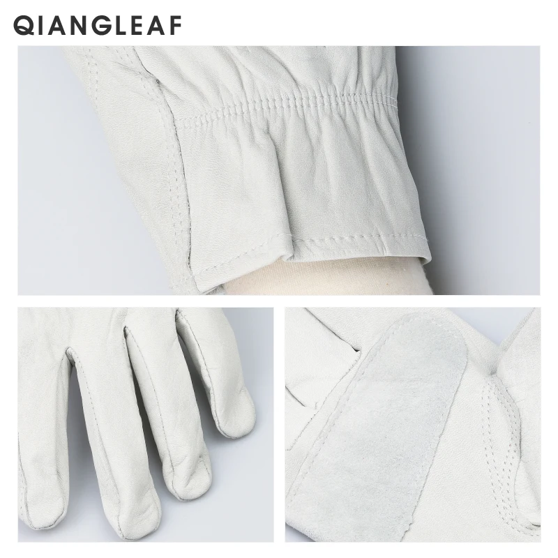 QIANGLEAF брендовые новые белые рабочие перчатки из воловьей кожи сварочные мужские