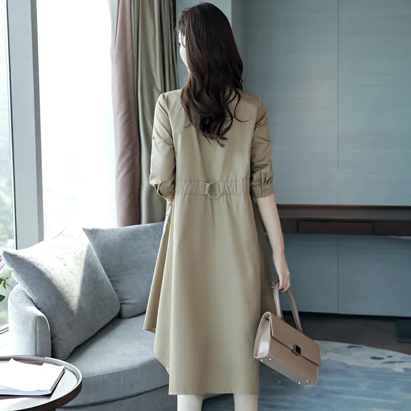 

Summer Windbreaker Women's Mid-Length 2021 New Plus Size Dress Korean Thin Spring Autumn Short Thin Femme Trench Coat Tops 167