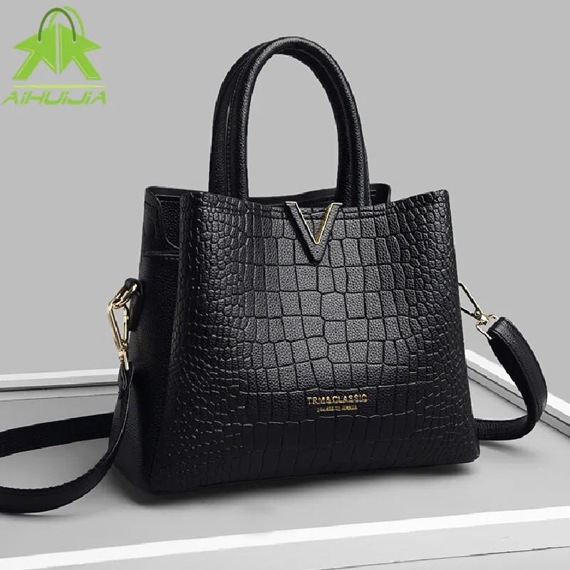 

Fashion Large Capacity Ladies Handbag Designers Luxury Shoulder Bags 2021 New Crocodile Pattern Simplicity Messenger Bucket Bag