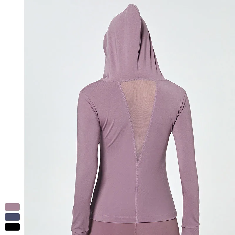 Long Sleeve Yoga Shirts Women Sport Top Gym Hoodie Sportswear Training Coat Solid Running Breathable BackMesh Fitness Tops Mujer