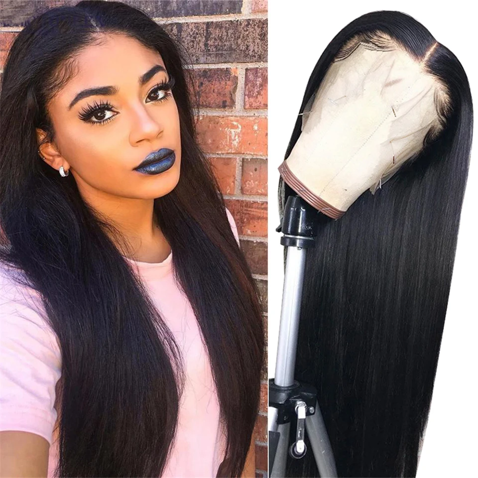 

Desgirl 13X4 Straight Lace Front Human Hair Wigs 30 32 Inches Remy Brazilian Natural Color Wigs For Women Human Hair 150 Density