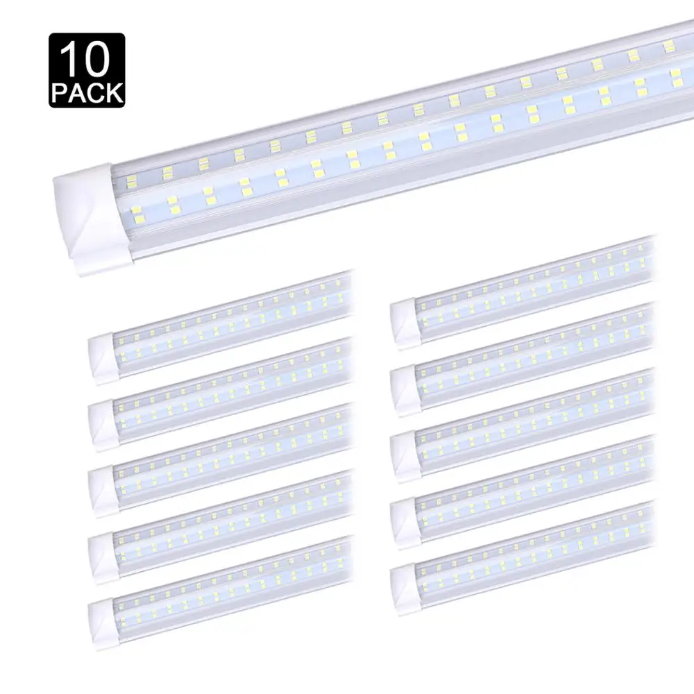 10PCS 8FT Led Light Bulbs 120W 8Foot Led Shop Light Tubes T8 T12 V Shaped Fluorescent Replacement Garage Shop Lighting 6000K