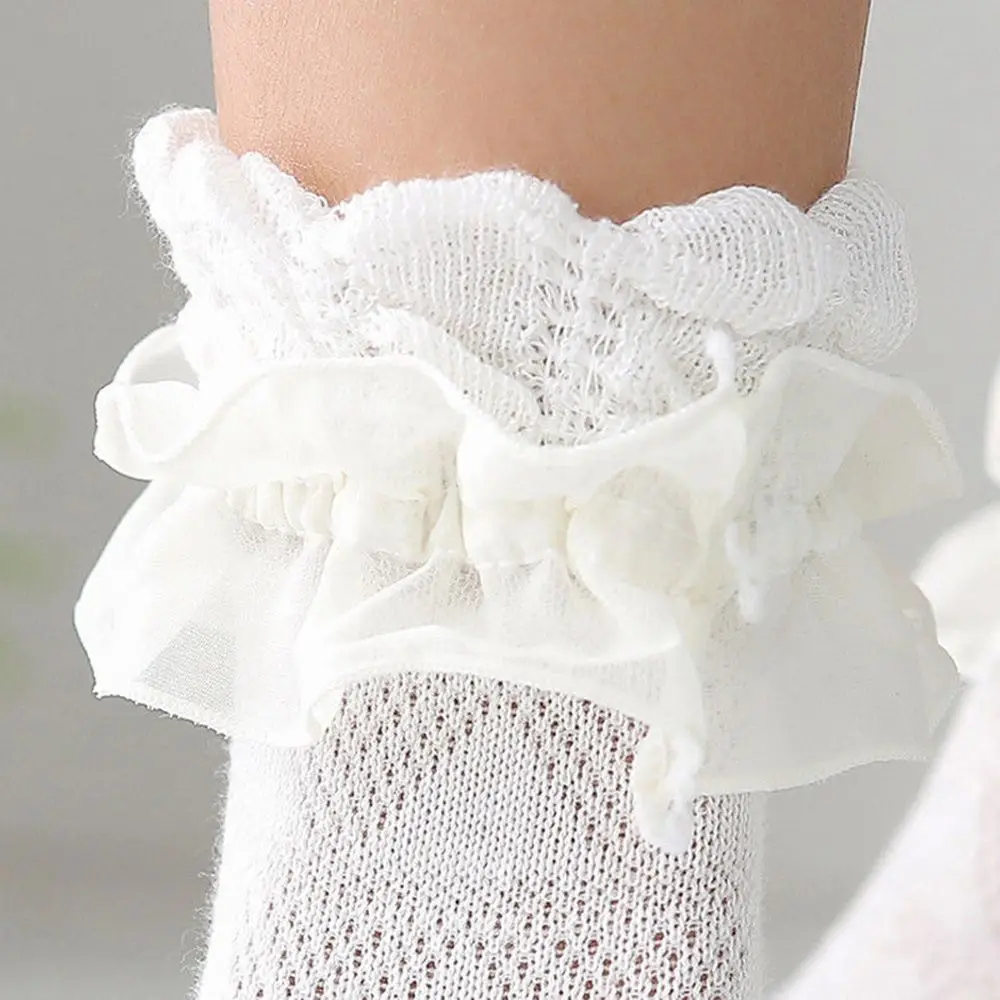 

6 Colors Cotton Silk Ruffle Frilly Socks Fashion Women Princess Cute Lace Print Socks Retro High Quality Ankle Socks