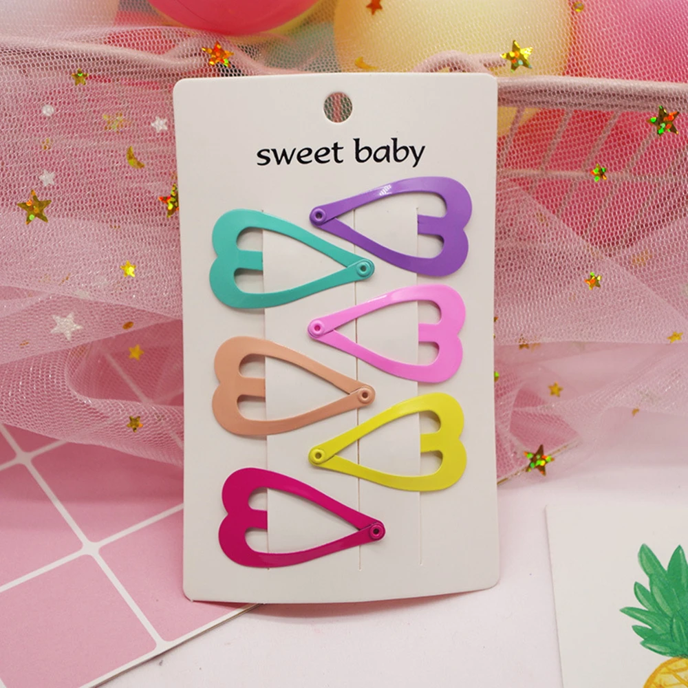 6 шт./компл. милые детские заколки для волос ярких цветов с геометрическим