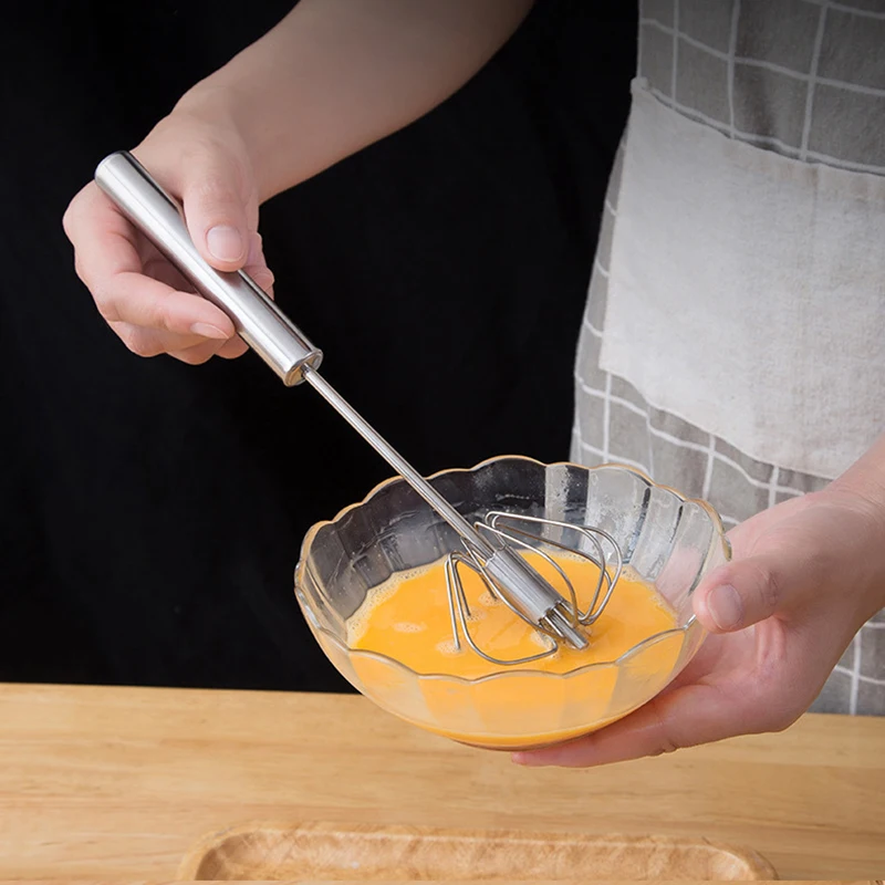 

Semi-automatic Mixer Egg Beater 304 Stainless Steel Egg Whisk Manual Hand Mixer Self Turning Egg Stirrer Kitchen Egg Tools