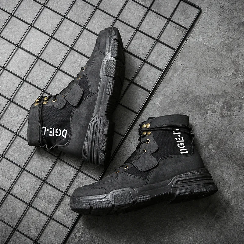 

HMXO New Spring and Autumn Men's Shoes Trend High-top Tooling Shoes Retro British Fashion Wild Martin Boots