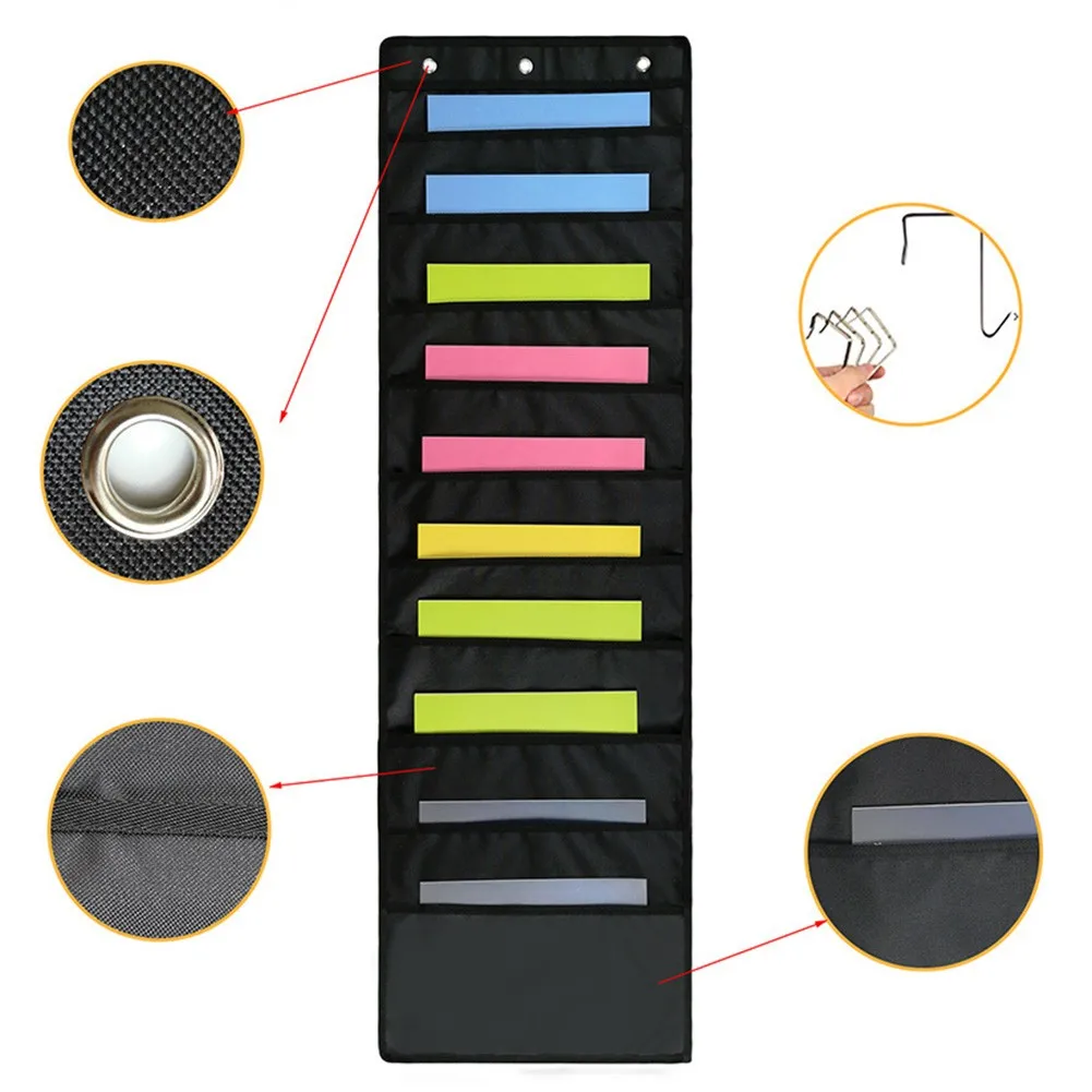 

10 Pockets Home Hanging File Folder Organizer School Office 3Hook Wall Mounted Closet Multi-role Hanging Bag Socks