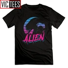 Футболка ALIEN Vaporwave мужская с круглым вырезом, тенниска из 100% хлопка с короткими рукавами, майка с инопланетянином и Хищником