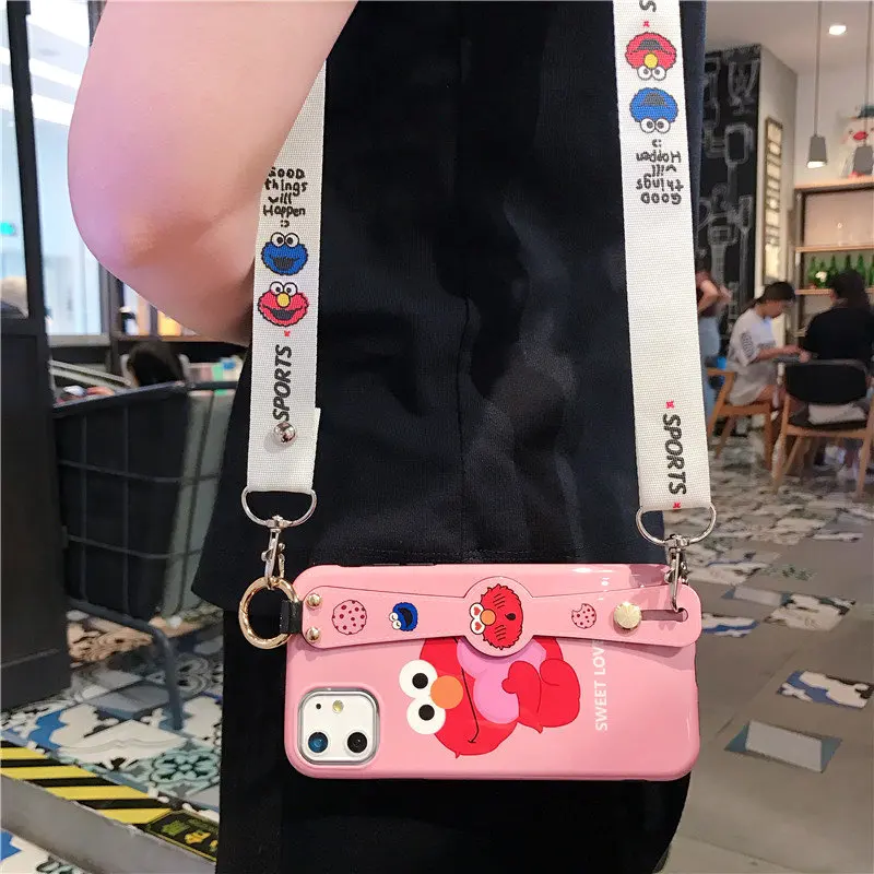 Мягкий чехол с мультяшным рисунком для iPhone 11 Pro Max XS, XR, X, 8, 7, 6, 6S Plus, ремешок на запястье, TPU чехол, держатель, кольцо, ремешок, кот, Том, Джерри, Япония, Корея - Color: case with lanyard