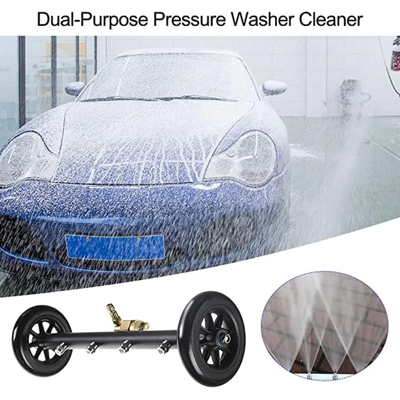 

Dual-Function Undercarriage Pressure Washer Cleaner 16 Inch Power Washer Under Car Water Broom With 3 Pieces Extension Wand
