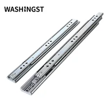 WASHINGST 53mm Wide Industrial Heavy Duty Three Stage Soft Closing Fully Retractable Ball Bearing Buffer Drawer Slide
