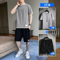 new mens short sleeve sports shorts suit mens 2021 male fitness running wear men oversized 4xl casual t shirt two piece suit