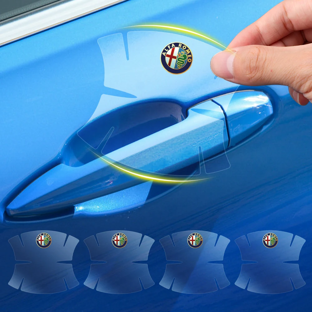 

8Pcs Car Transparent Door Handle Bowl Protection Sticker For Alfa Romeo GT Mito 147 156 159 166 Giulietta Giulia Car Accessories
