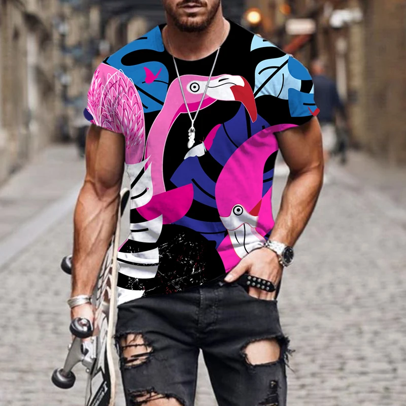 

Oversized T Shirt 2022 Summer Colorful plant and animal series Men's Clothing 3d Print Fashion T-shirts Harajuku Street Trendy