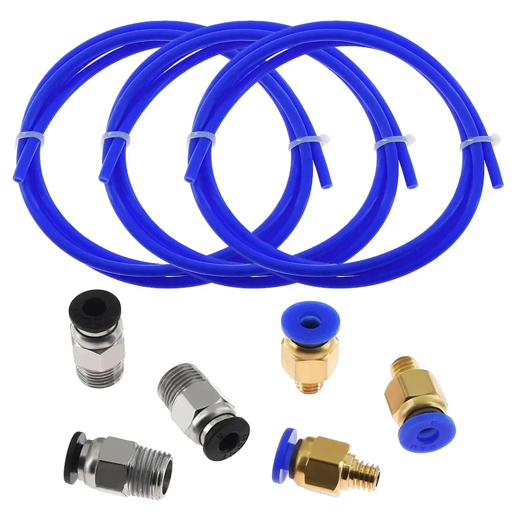

PTFE Tube + 3 PC4-M6 Pneumatic Connector + 3 PC4-M10 3PCS 1meters Blue for 3D Printer 1.75mm Filament Flexible Shaft Coupler