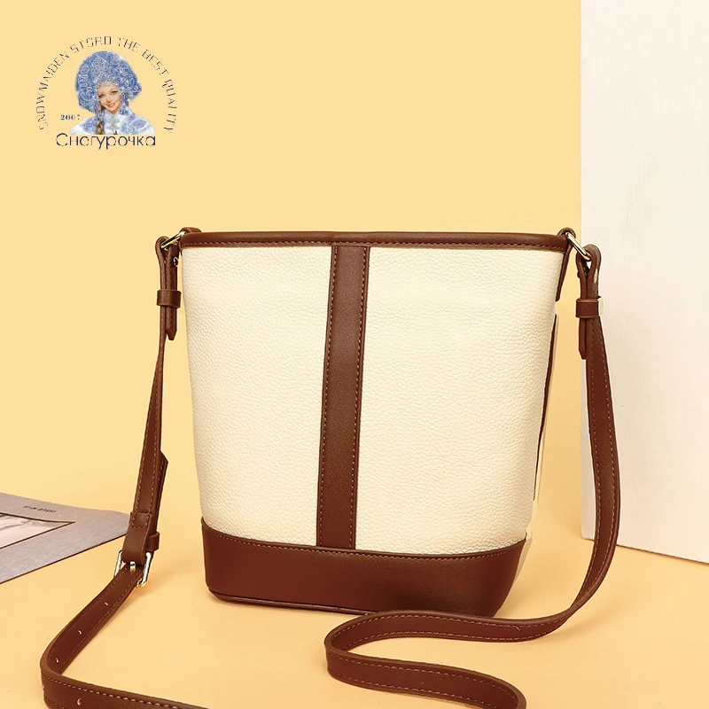 

Large Capacity Messenger Bag High Quality Leather Material Brown Beige Ladies Shoulder Bag Luxury Fashion Messenger Bag Female