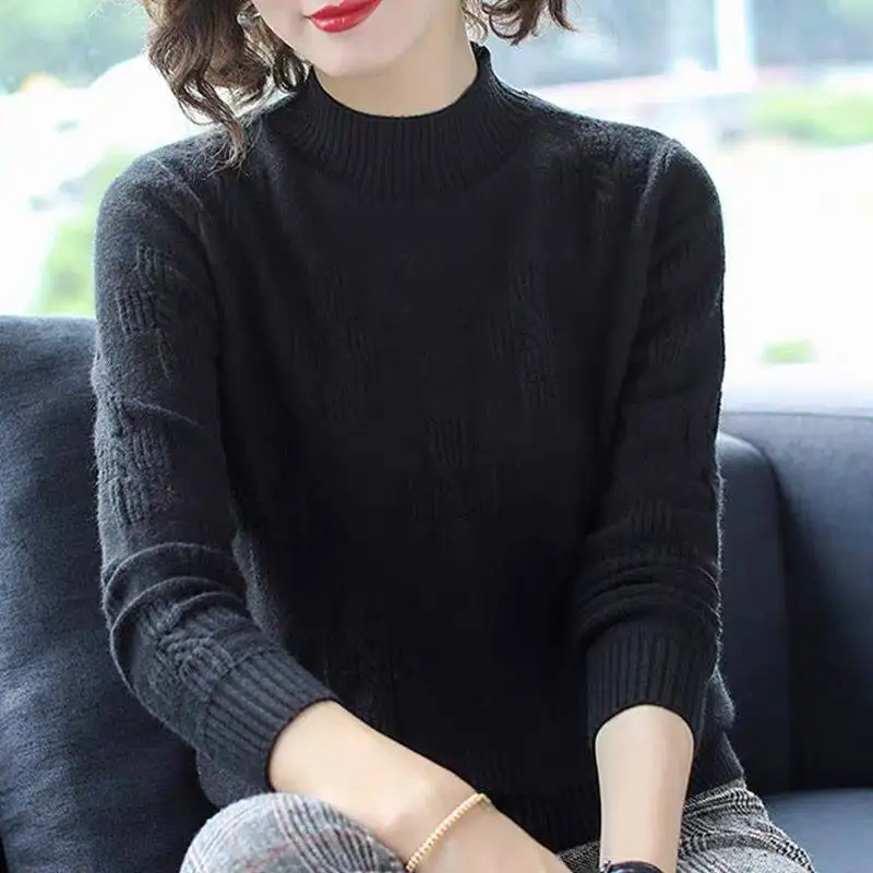 

Fashion Winter Clothes Women Cashmere Sweater Round Neck Pullover Knitted Sweater Plus Size Long Sleeved Bottoming Sweater