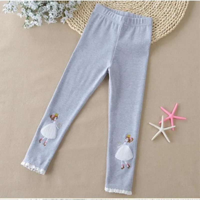 Милые штаны для девочек с героями мультфильмов От 3 до 8 лет Однотонные детские