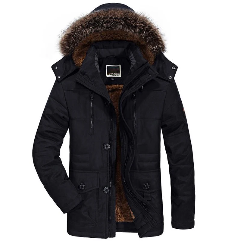 Зимняя мужская куртка размера плюс 5XL 6XL с хлопковой подкладкой Теплая парка