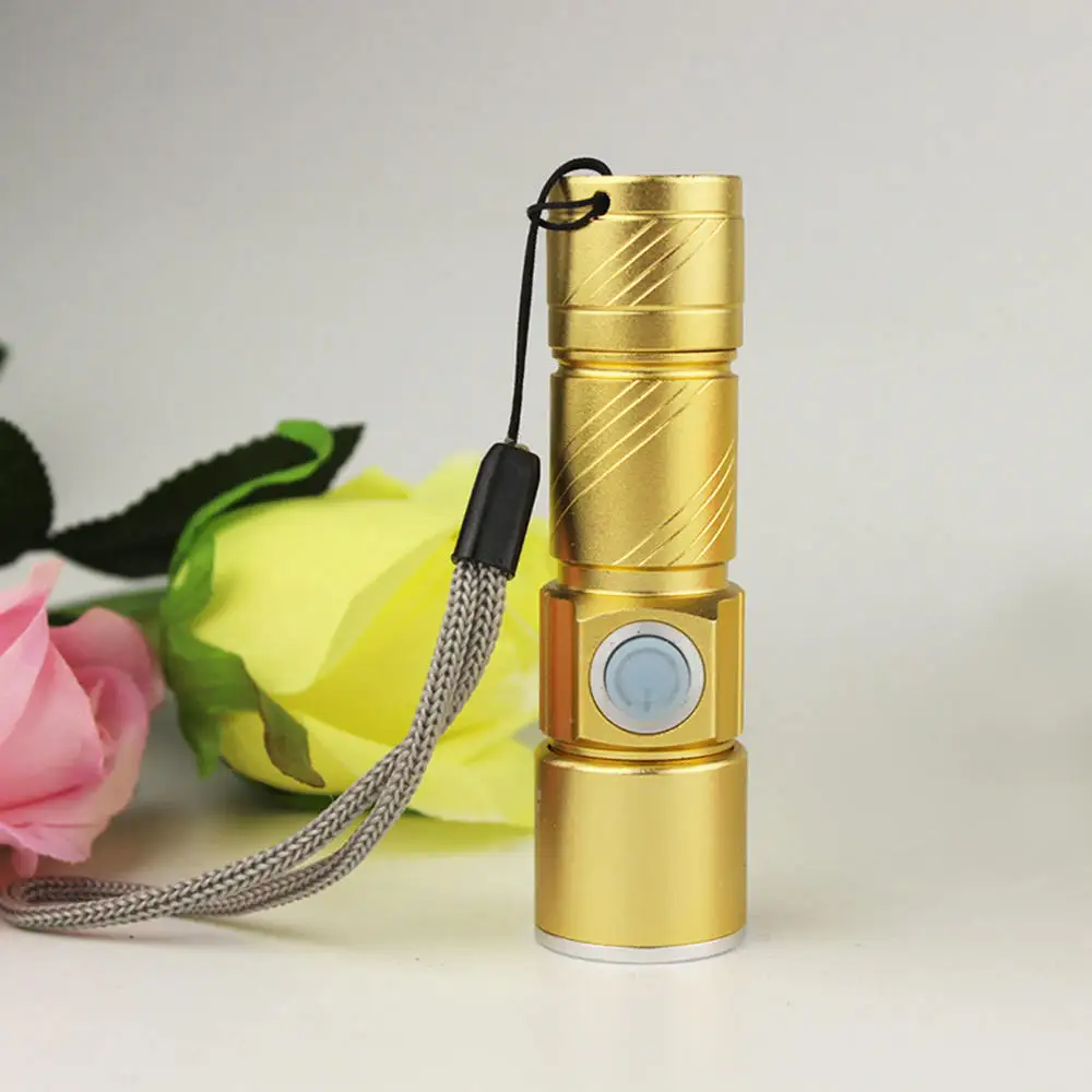 

1 PC LED Flashlight Rechargeable Telescopic Zoom Outdoor Flashlight Torch