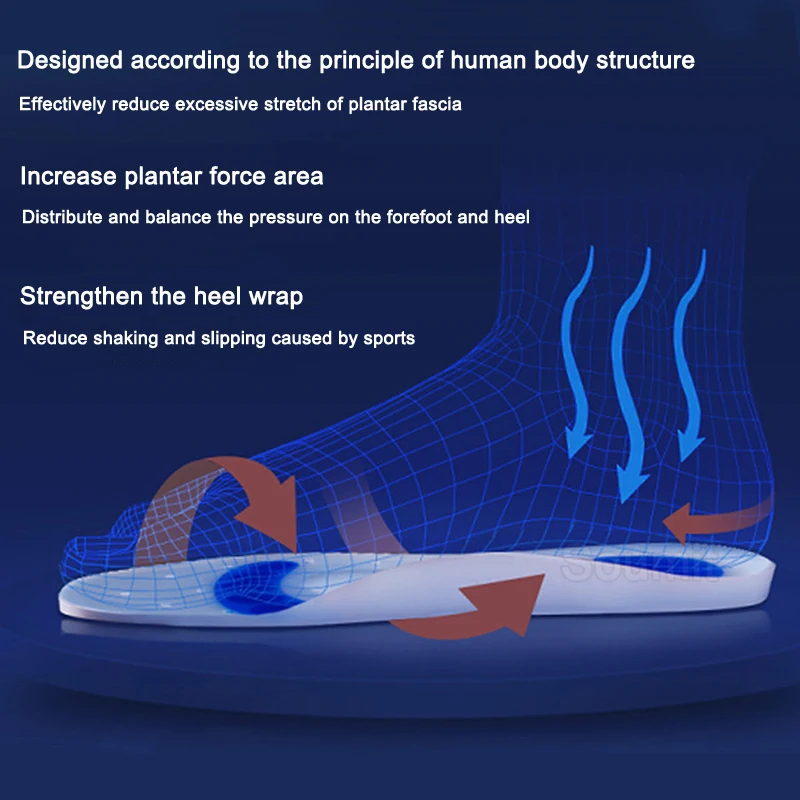 Silicone Gel Orthotic Insole for Man Women Flat Feet Arch Support Orthopedic Shoes Pad Massaging Shock Absorption Insert Cushion