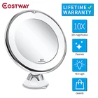 Светодиодная косметическое зеркало с увеличением для макияжа COSTWAY с светильник кой, косметика, зеркала 10 крат, Прямая поставка и присоска