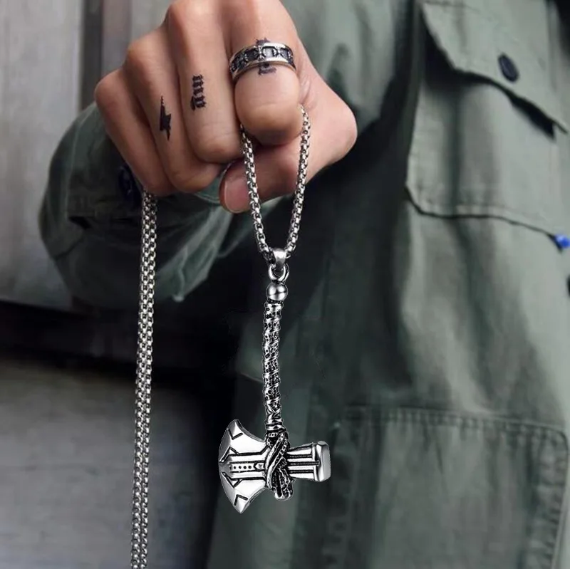 

Viking Axe Pendant Necklace For Men Boy Personality Cross Necklace
