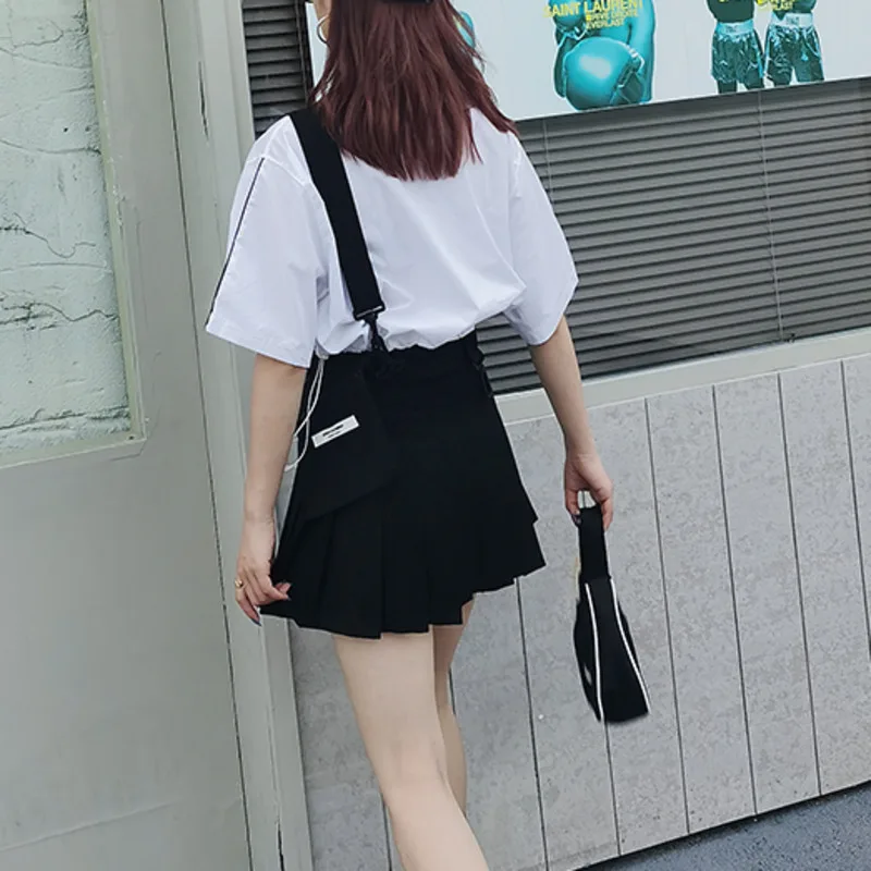 

SHENGPALAE Personalized One-shoulder Strap With Bag Skirt Women's Spring 2021 New High Waist All-match Pleated Mini Skirt 5B4470