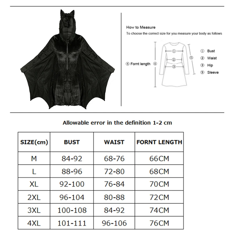 Карнавальный костюм вампира летучей мыши черного цвета размера плюс для