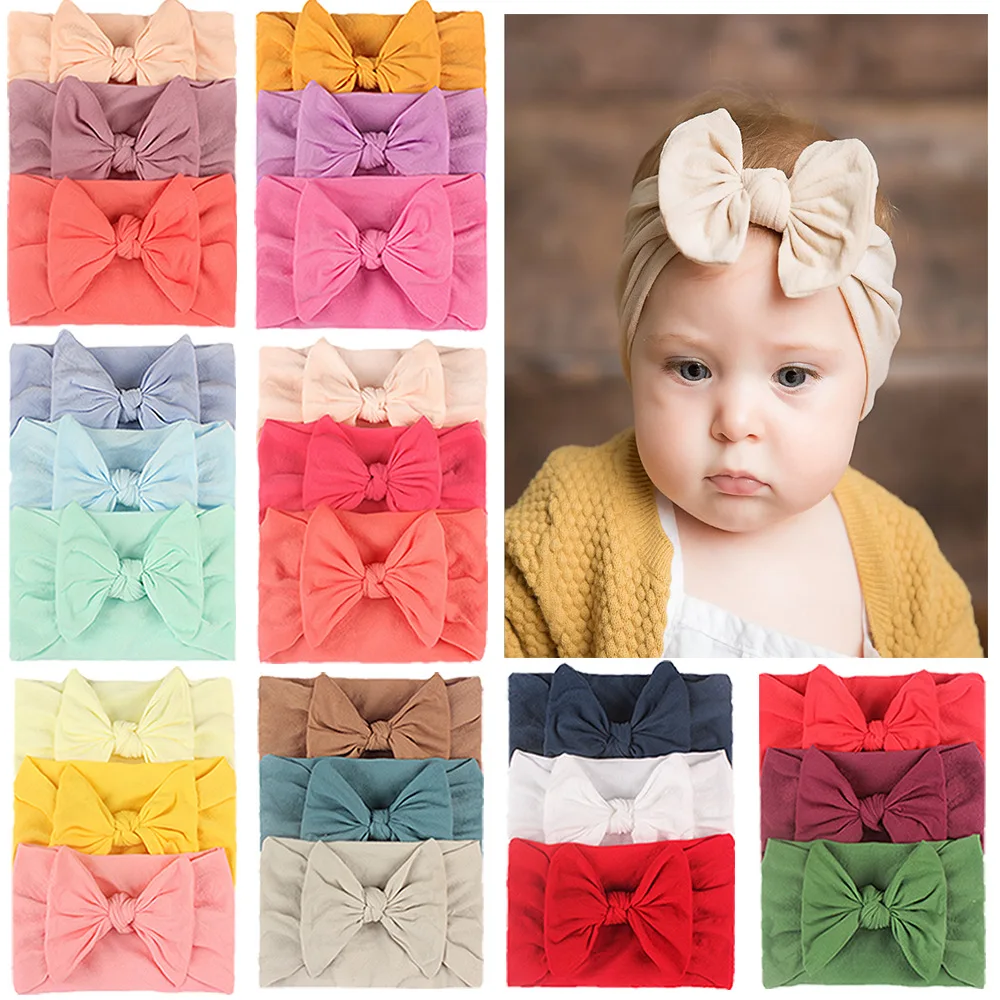 

Kids Baby Toddler Nylon Bows Headband For Girls Headwear Turban Hairband Children Headwrap Hair Band Accessories Wholesale