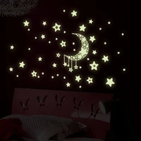 luminous moon and stars wall stickers art design stickers for kids room home decoration wall decals glow in the dark decor