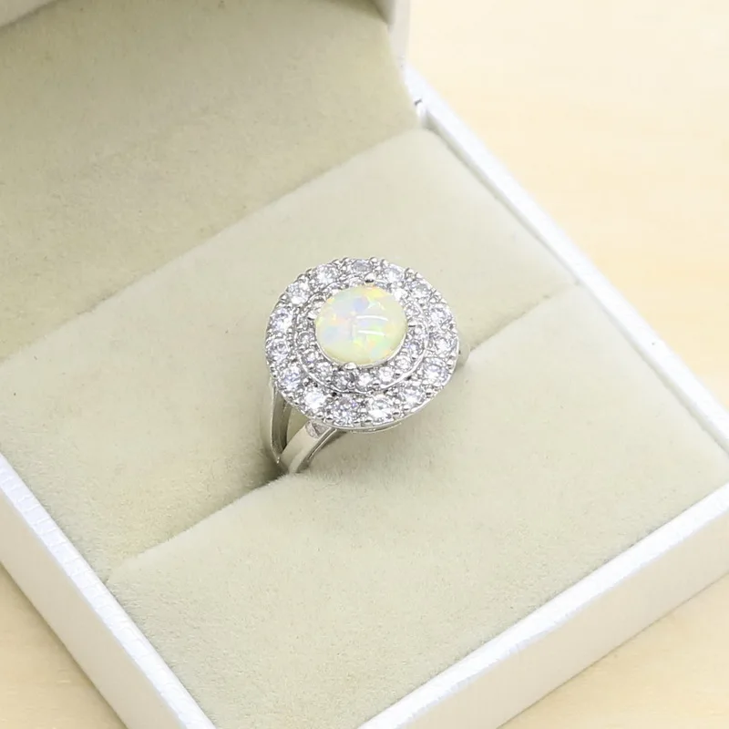 Женский ювелирный комплект из колье и серёг с белым опалом | Украшения аксессуары