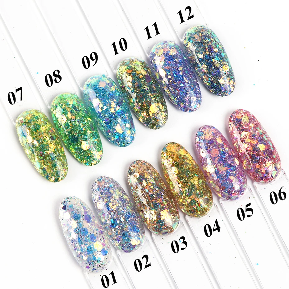 

1 Box Nail Art Glitter Flakes 3D Sequin AB Sparkly Spangle Polish Manicure