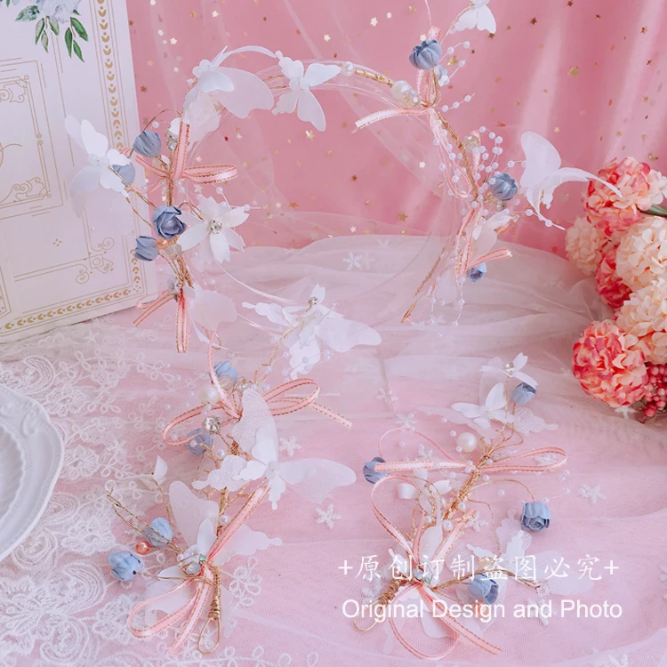 Повязка на голову с жемчужинами и бабочками для волос | Тематическая одежда